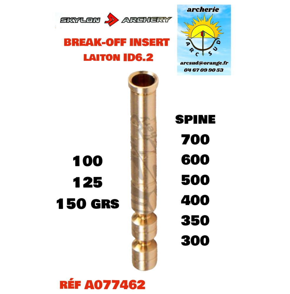 Skylon archery inserts laiton dia 6.2  (par 12) ref A077462