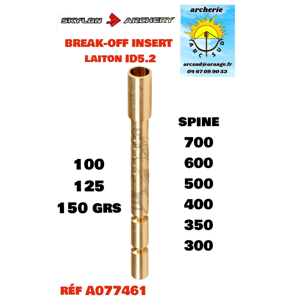 Skylon archery inserts laiton dia 5.2  (par 12) ref A077461