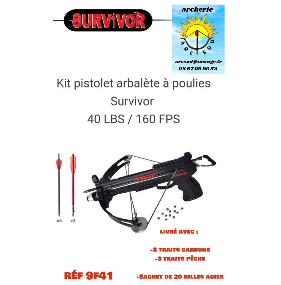 survivor kit pistolet arbalète a poulie ref 9f41